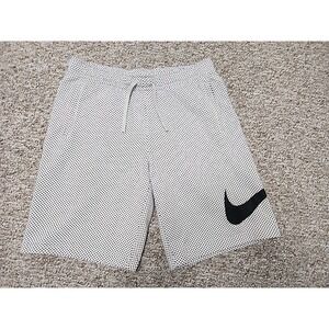 Nike Sportswear Large Black Polka Dot Fleece Sweat Shorts Big Swoosh 34x10